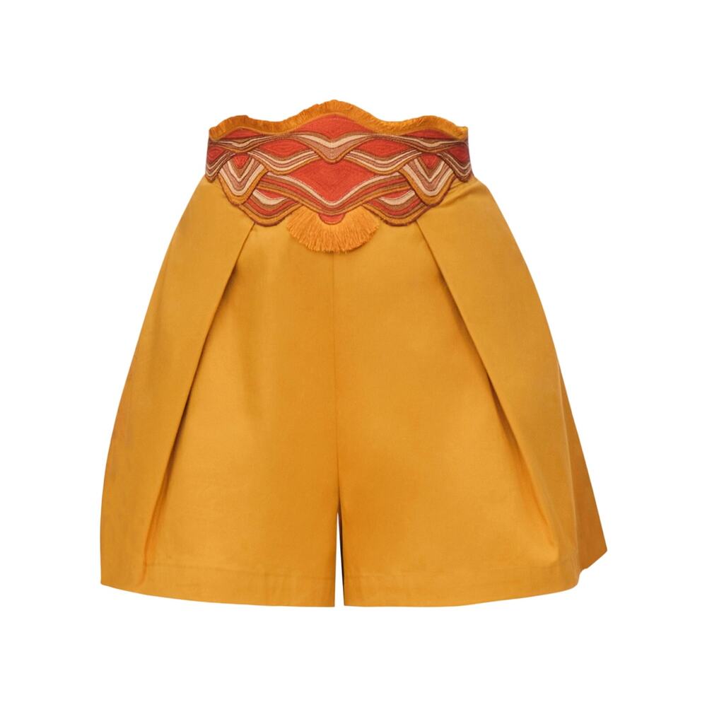Andrea Iyamah Flared Gold Olla Shorts Size S